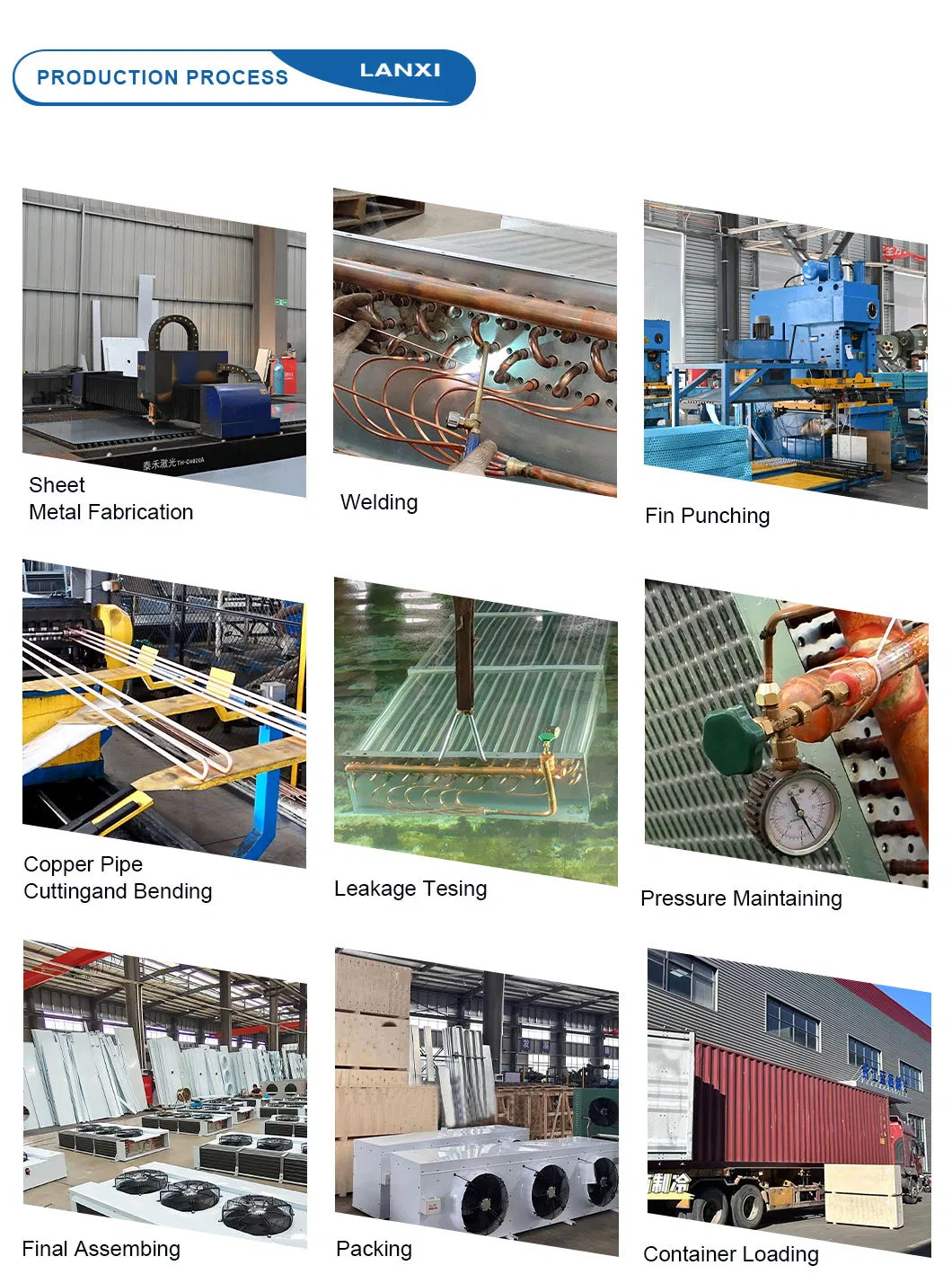 Factory Refrigeration Air Cooler Evaporator Provide OEM Service for Cold Room Cold Storage Condensing Unit Refrigeration Equipment New Material