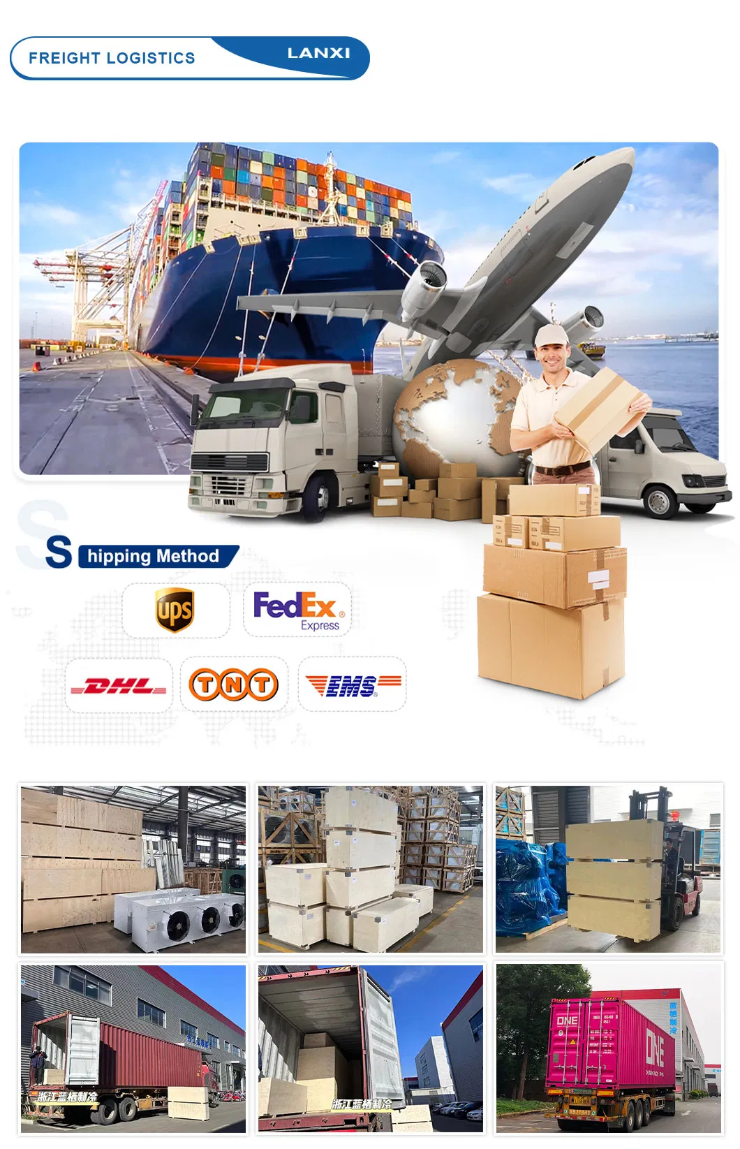 Factory Refrigeration Air Cooler Evaporator Provide OEM Service for Cold Room Cold Storage Condensing Unit Refrigeration Equipment New Material