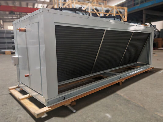 V Type Air Cooled Condenser for Refrigeration System Top Outlet Condenser Finned Heat Exchanger 10HP/15HP/20HP Blue Grey Black White Color