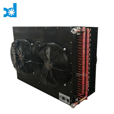 Прямой заводской воздухоохлаждаемый конденсатор Xindacool с теплообменником и четырьмя вентиляторами черного цвета на продажу