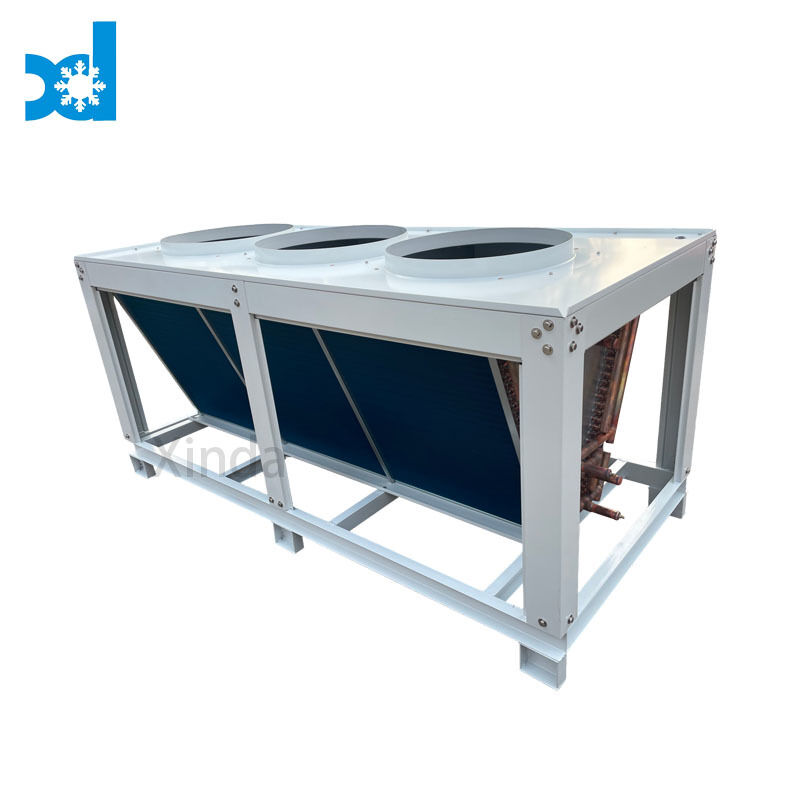 V Type Air Cooled Condenser for Refrigeration System Top Outlet Condenser Finned Heat Exchanger 10HP/15HP/20HP Blue Grey Black White Color